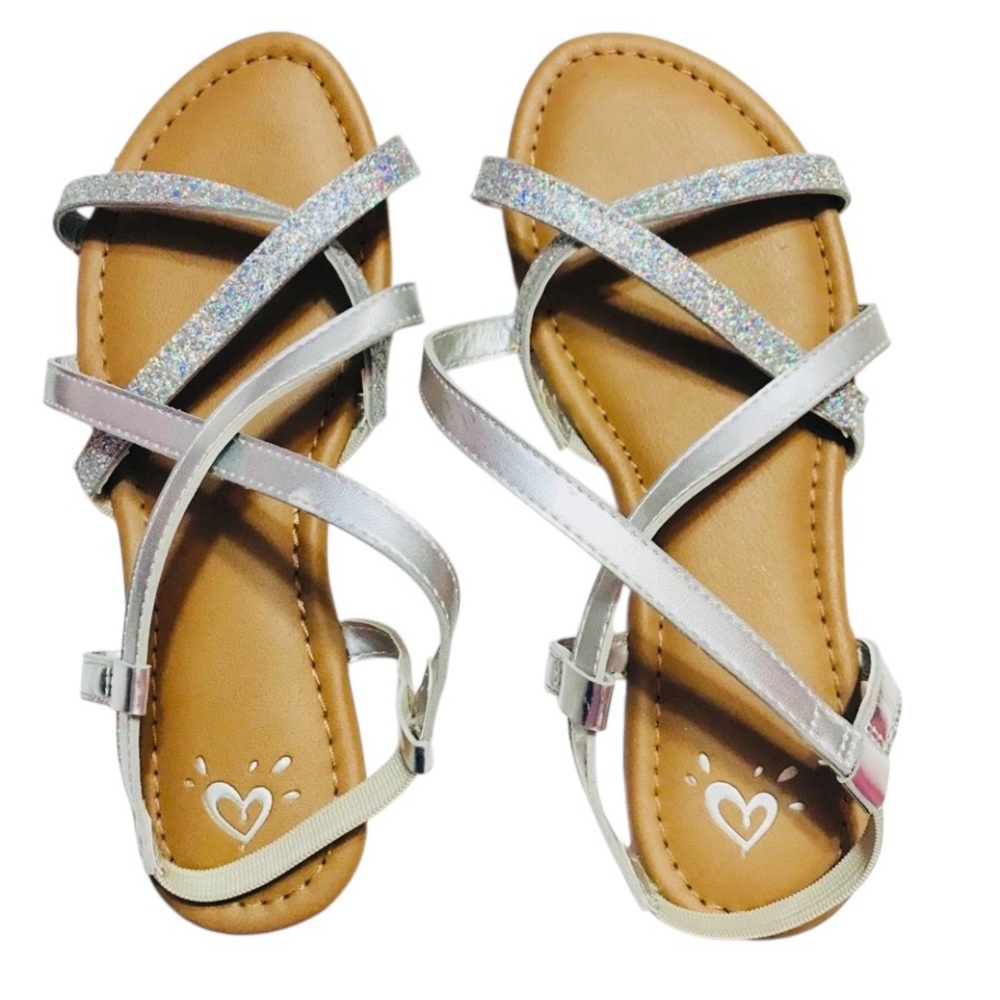 Justice. Silver Glitter Strappy Girls’ Sandals